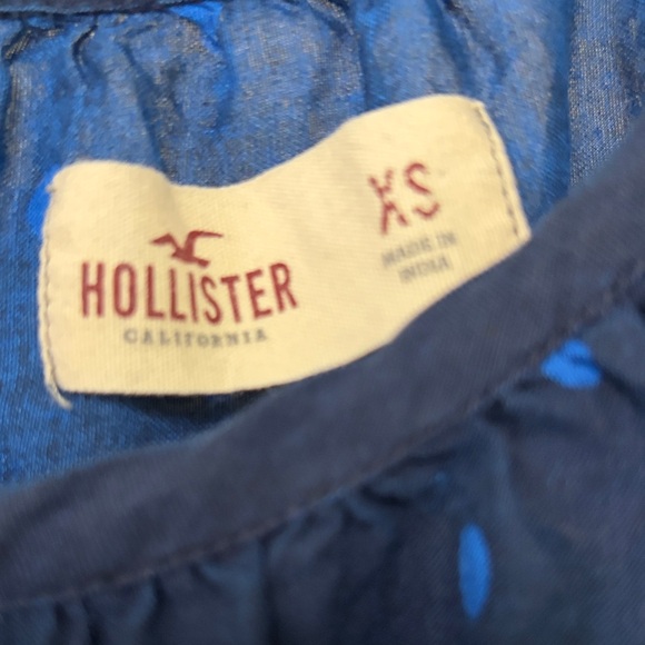 Hollister Navy Blue Polka Dot Crop Tie Strap Top - Picture 2 of 6